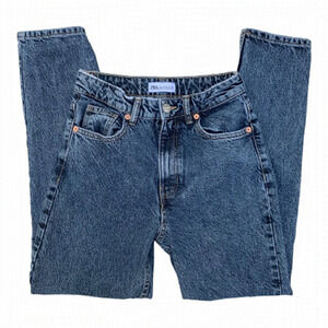 Zara sz 2 Mom-Fit High Waist Stonewash Blue Tapered Ankle Jeans Women's EUC